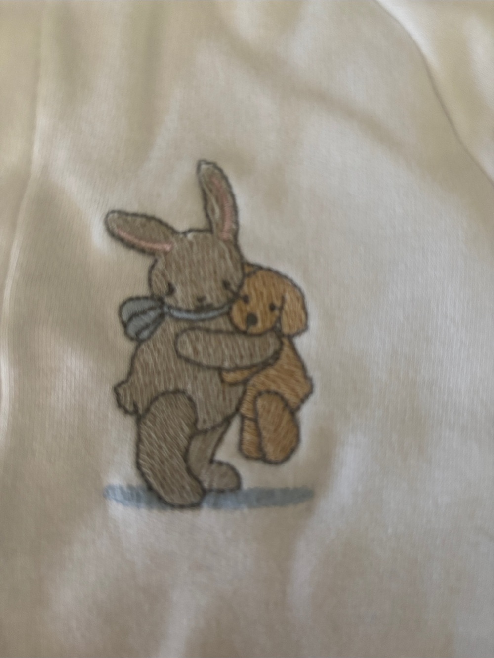 Vintage Carters White Baby One-Piece Romper w/ Bunny Embroidery 3-6 mo 12-18 lbs - Picture 2 of 8